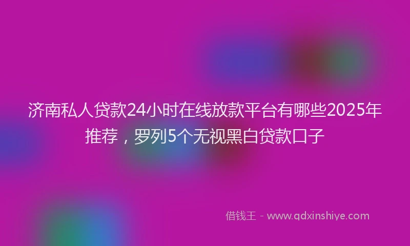 济南私人贷款24小时在线放款平台有哪些2025年推荐，罗列5个无视黑白贷款口子