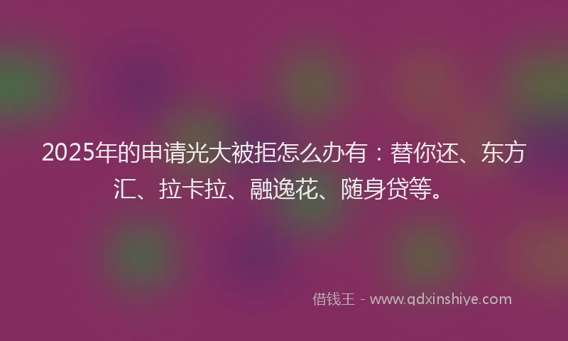 2025年的申请光大被拒怎么办有：替你还、东方汇、拉卡拉、融逸花、随身贷等。
