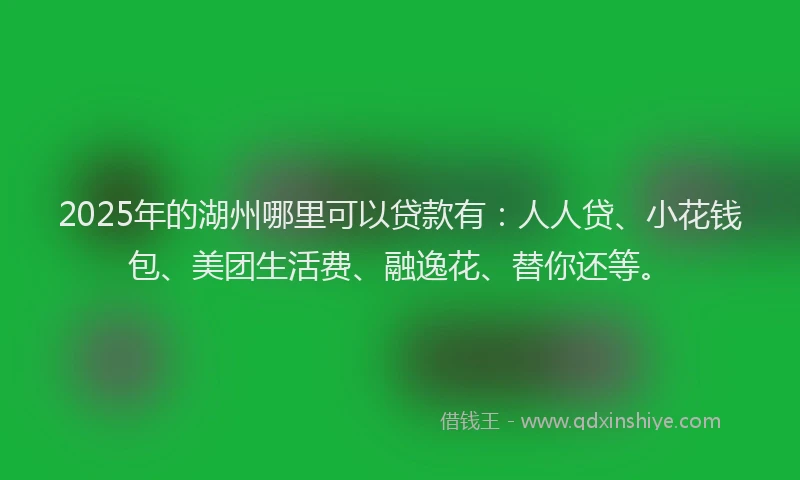 2025年的湖州哪里可以贷款有：人人贷、小花钱包、美团生活费、融逸花、替你还等。