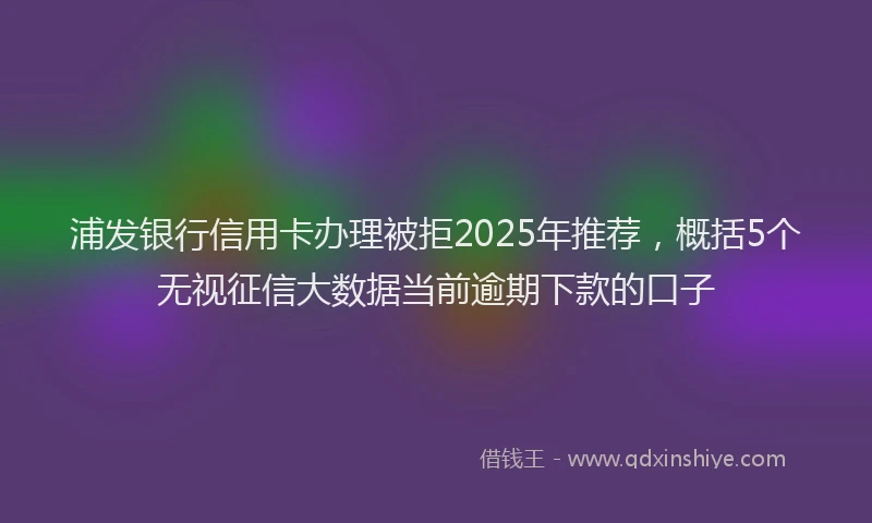 浦发银行信用卡办理被拒2025年推荐，概括5个无视征信大数据当前逾期下款的口子