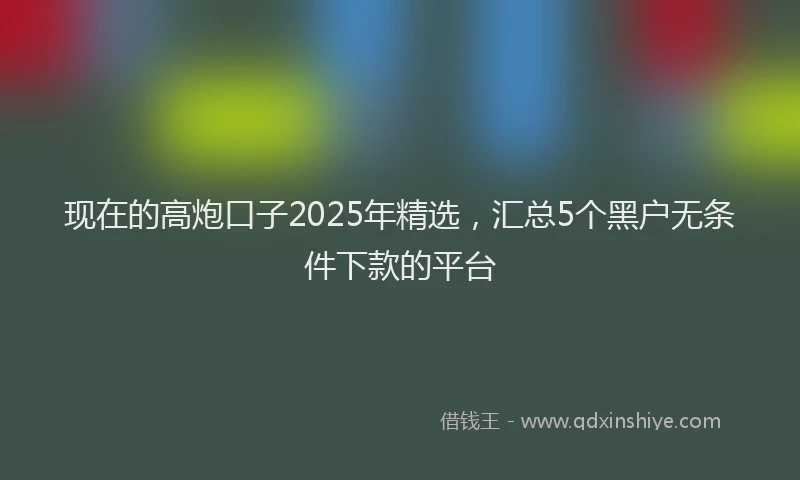 现在的高炮口子2025年精选，汇总5个黑户无条件下款的平台