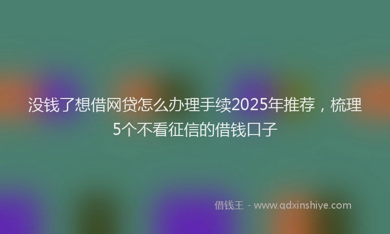 没钱了想借网贷怎么办理手续2025年推荐，梳理5个不看征信的借钱口子