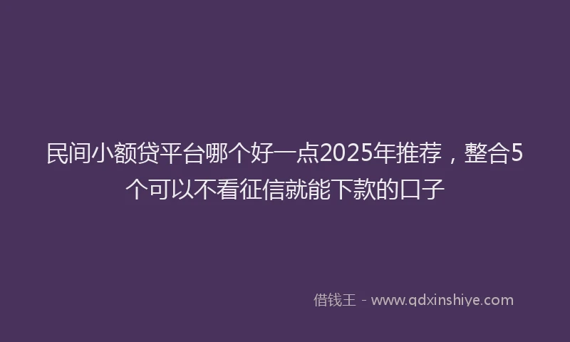 民间小额贷平台哪个好一点2025年推荐，整合5个可以不看征信就能下款的口子