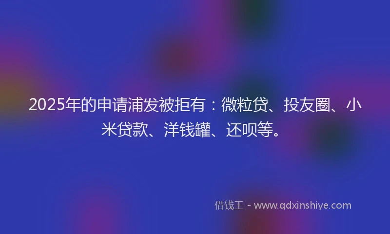 2025年的申请浦发被拒有：微粒贷、投友圈、小米贷款、洋钱罐、还呗等。