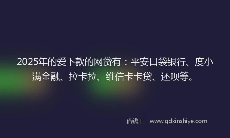 2025年的爱下款的网贷有：平安口袋银行、度小满金融、拉卡拉、维信卡卡贷、还呗等。