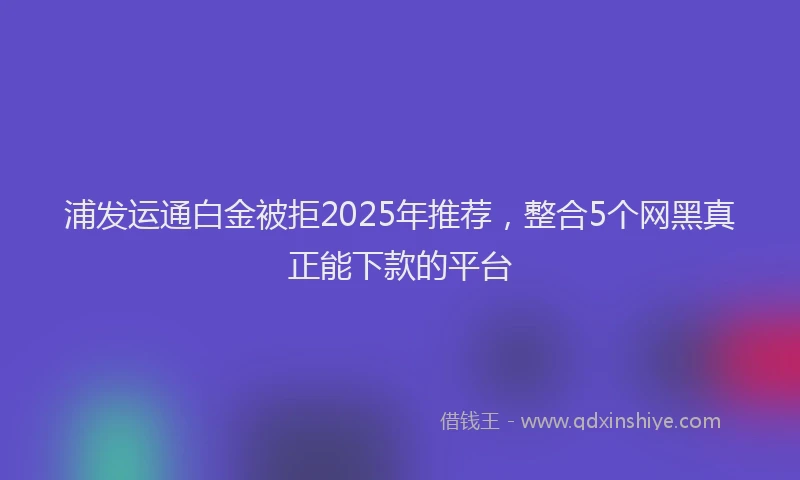 浦发运通白金被拒2025年推荐，整合5个网黑真正能下款的平台