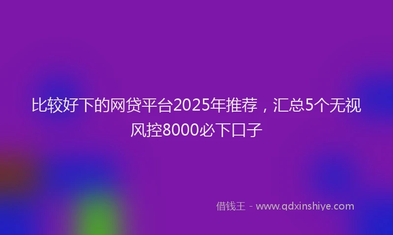 比较好下的网贷平台2025年推荐，汇总5个无视风控8000必下口子