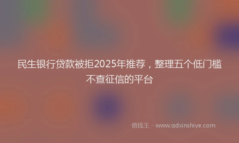 民生银行贷款被拒2025年推荐，整理五个低门槛不查征信的平台