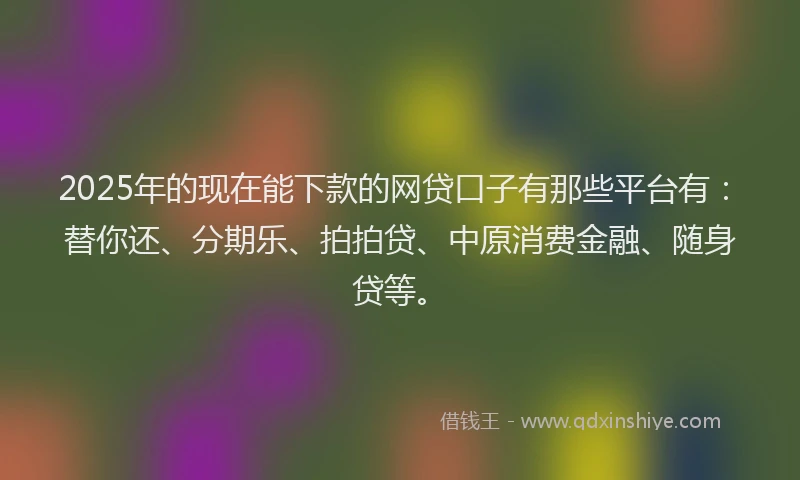 2025年的现在能下款的网贷口子有那些平台有：替你还、分期乐、拍拍贷、中原消费金融、随身贷等。