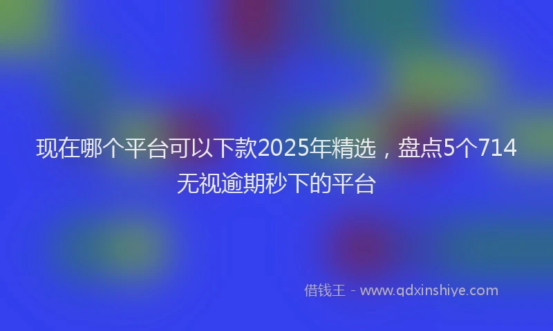 现在哪个平台可以下款2025年精选，盘点5个714无视逾期秒下的平台