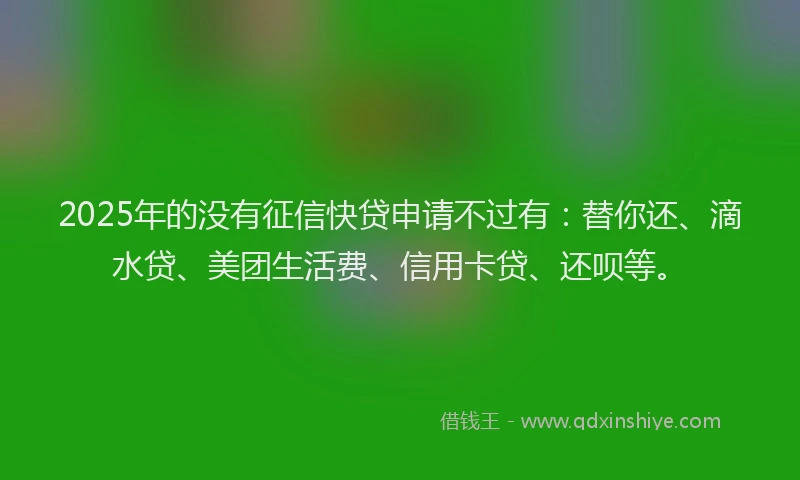 2025年的没有征信快贷申请不过有：替你还、滴水贷、美团生活费、信用卡贷、还呗等。