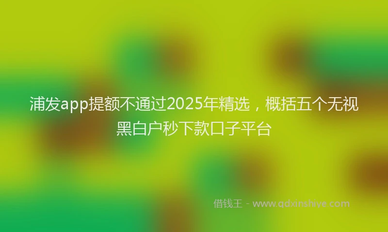 浦发app提额不通过2025年精选，概括五个无视黑白户秒下款口子平台