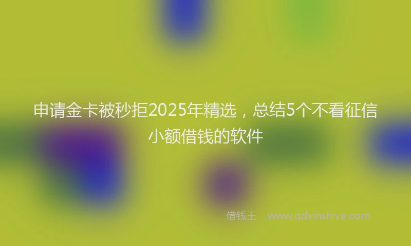 申请金卡被秒拒2025年精选，总结5个不看征信小额借钱的软件