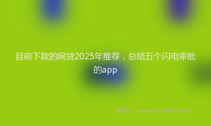 目前下款的网贷2025年推荐，总结五个闪电审批的app