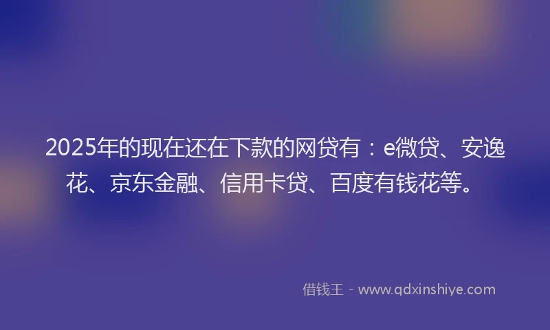 2025年的现在还在下款的网贷有：e微贷、安逸花、京东金融、信用卡贷、百度有钱花等。