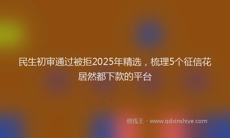 民生初审通过被拒2025年精选，梳理5个征信花居然都下款的平台