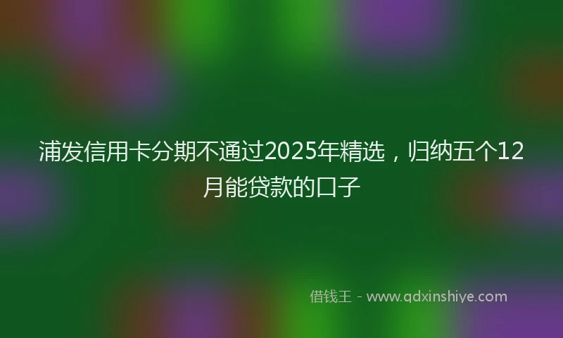浦发信用卡分期不通过2025年精选，归纳五个12月能贷款的口子