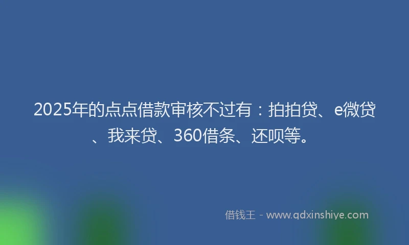 2025年的点点借款审核不过有：拍拍贷、e微贷、我来贷、360借条、还呗等。