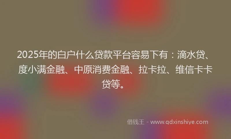 2025年的白户什么贷款平台容易下有：滴水贷、度小满金融、中原消费金融、拉卡拉、维信卡卡贷等。