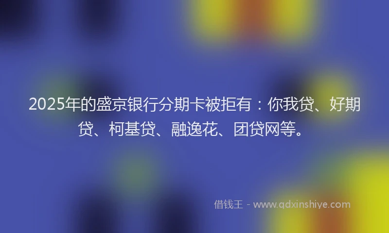 2025年的盛京银行分期卡被拒有：你我贷、好期贷、柯基贷、融逸花、团贷网等。