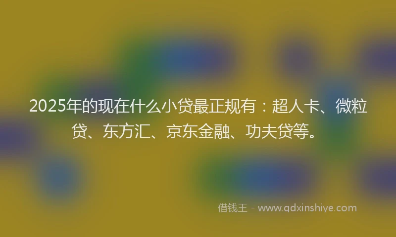 2025年的现在什么小贷最正规有：超人卡、微粒贷、东方汇、京东金融、功夫贷等。