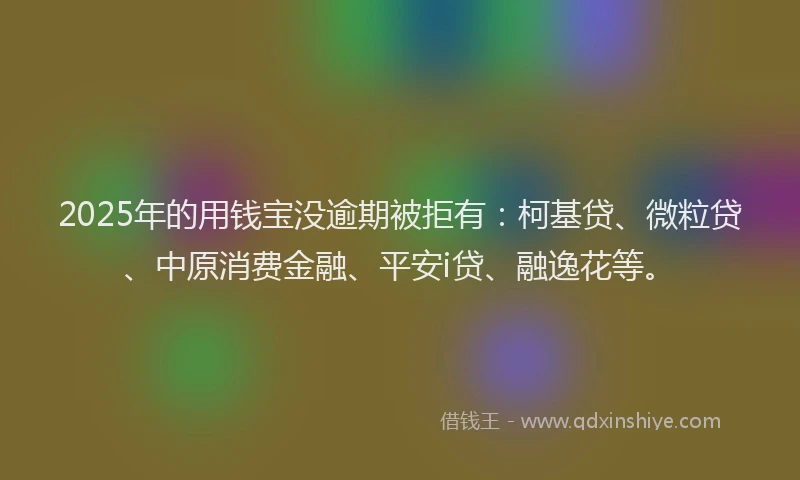 2025年的用钱宝没逾期被拒有：柯基贷、微粒贷、中原消费金融、平安i贷、融逸花等。