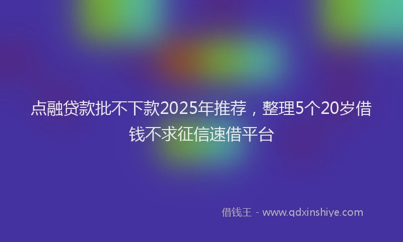 点融贷款批不下款2025年推荐，整理5个20岁借钱不求征信速借平台