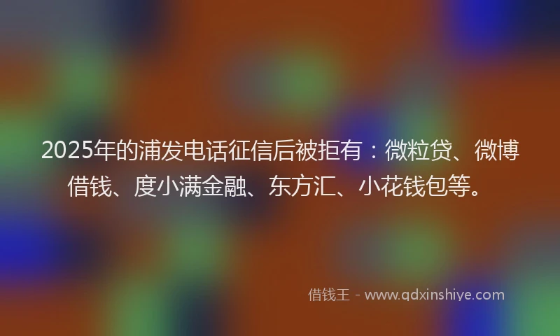 2025年的浦发电话征信后被拒有：微粒贷、微博借钱、度小满金融、东方汇、小花钱包等。