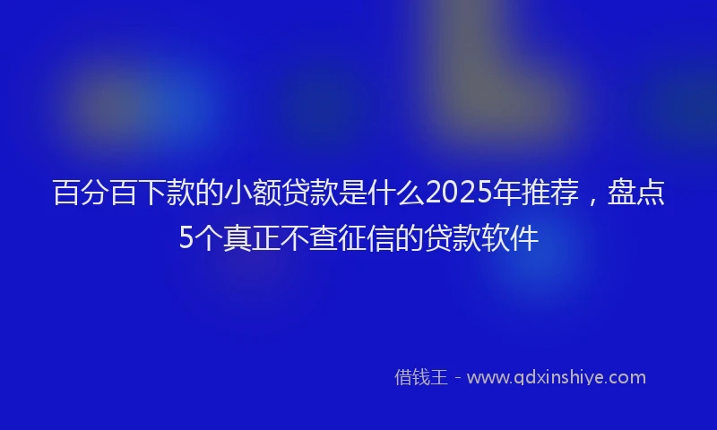 百分百下款的小额贷款是什么2025年推荐，盘点5个真正不查征信的贷款软件