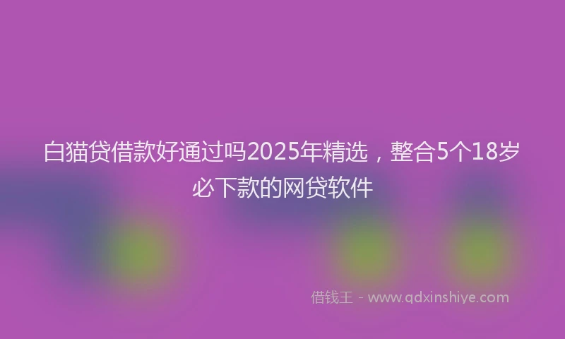 白猫贷借款好通过吗2025年精选，整合5个18岁必下款的网贷软件