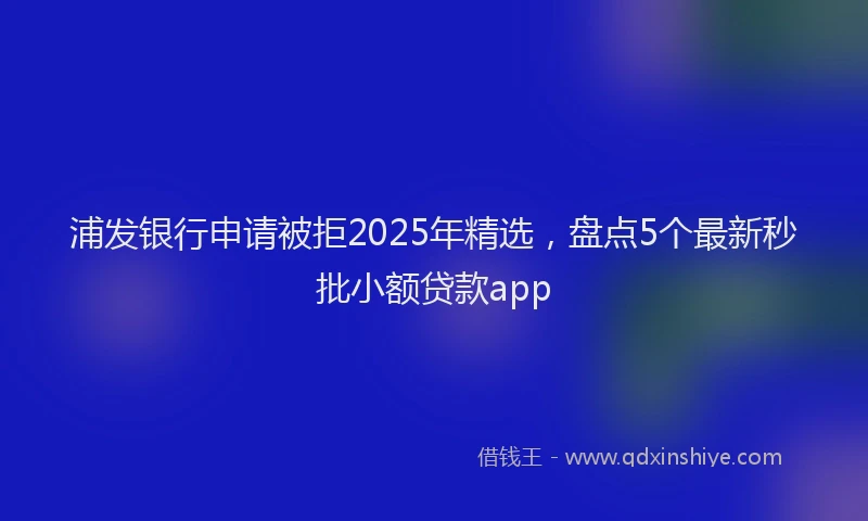 浦发银行申请被拒2025年精选，盘点5个最新秒批小额贷款app