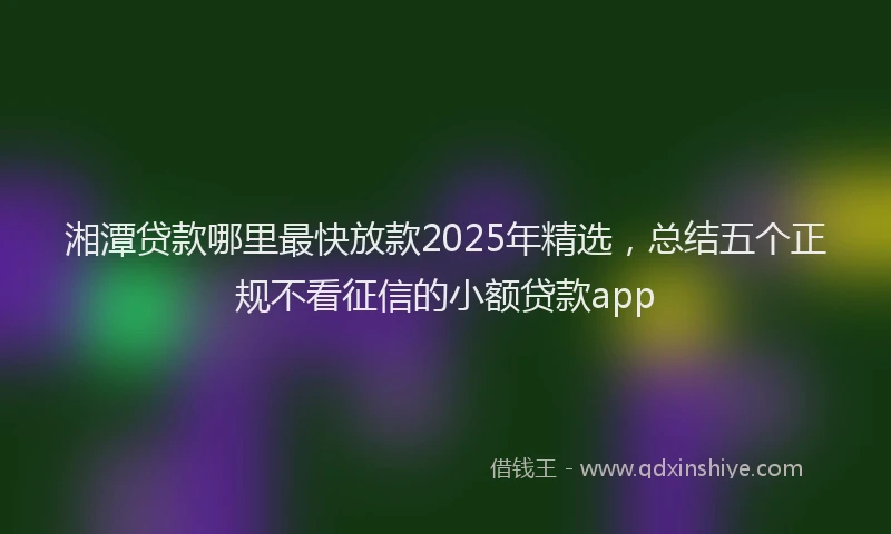 湘潭贷款哪里最快放款2025年精选，总结五个正规不看征信的小额贷款app