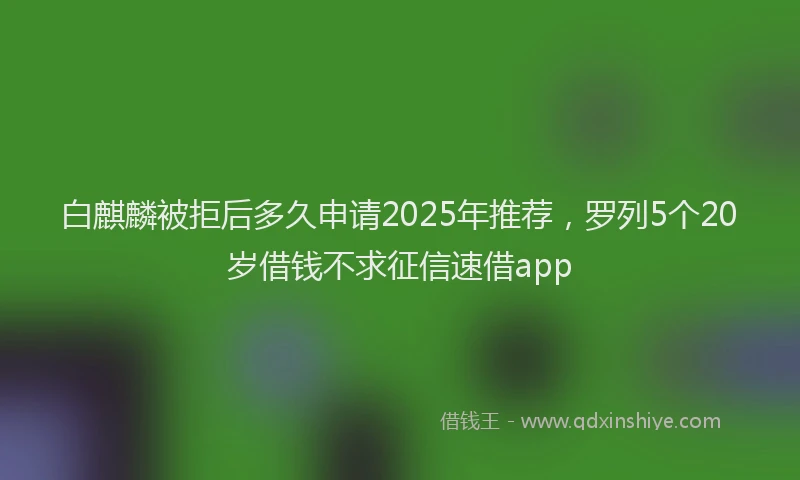 白麒麟被拒后多久申请2025年推荐，罗列5个20岁借钱不求征信速借app