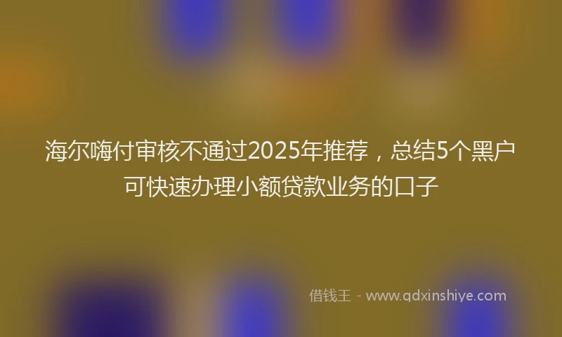 海尔嗨付审核不通过2025年推荐，总结5个黑户可快速办理小额贷款业务的口子
