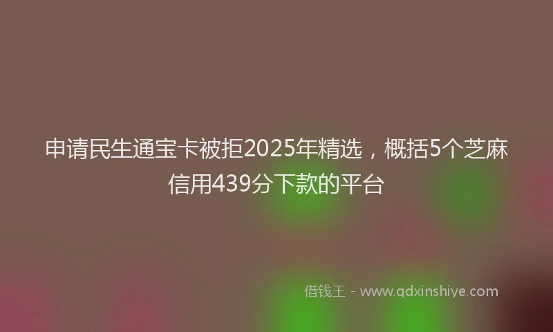 申请民生通宝卡被拒2025年精选，概括5个芝麻信用439分下款的平台