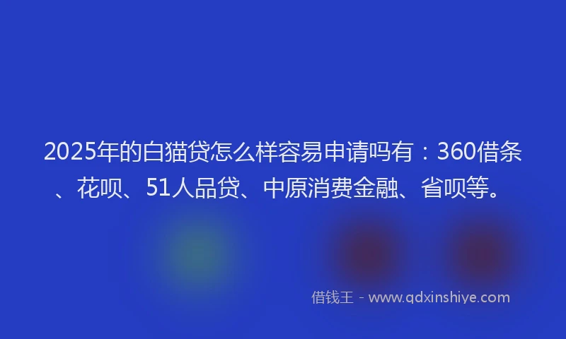 2025年的白猫贷怎么样容易申请吗有：360借条、花呗、51人品贷、中原消费金融、省呗等。