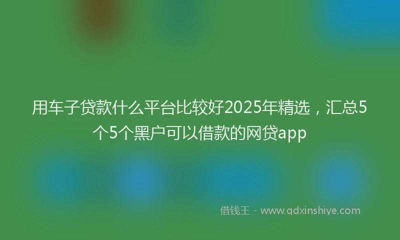 用车子贷款什么平台比较好2025年精选，汇总5个5个黑户可以借款的网贷app