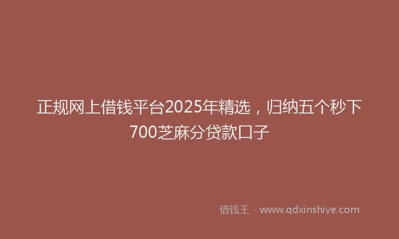正规网上借钱平台2025年精选，归纳五个秒下700芝麻分贷款口子
