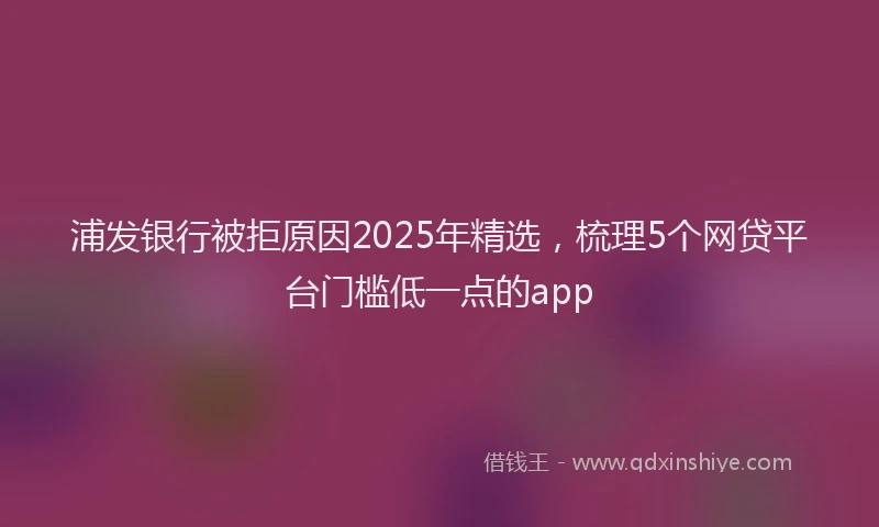 浦发银行被拒原因2025年精选，梳理5个网贷平台门槛低一点的app