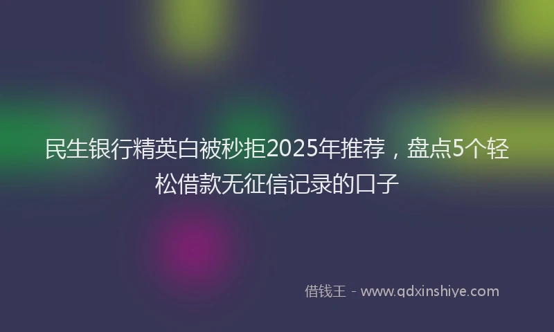 民生银行精英白被秒拒2025年推荐，盘点5个轻松借款无征信记录的口子