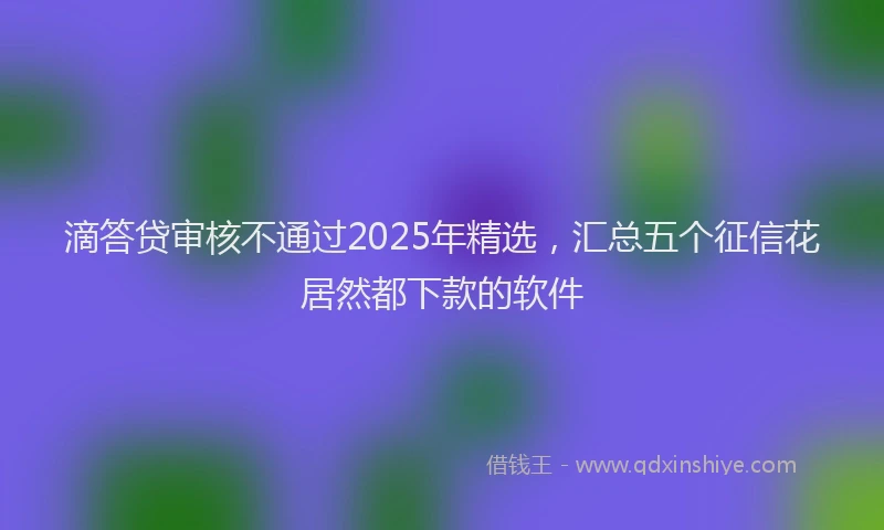 滴答贷审核不通过2025年精选，汇总五个征信花居然都下款的软件