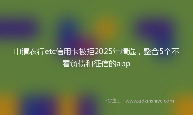 申请农行etc信用卡被拒2025年精选，整合5个不看负债和征信的app
