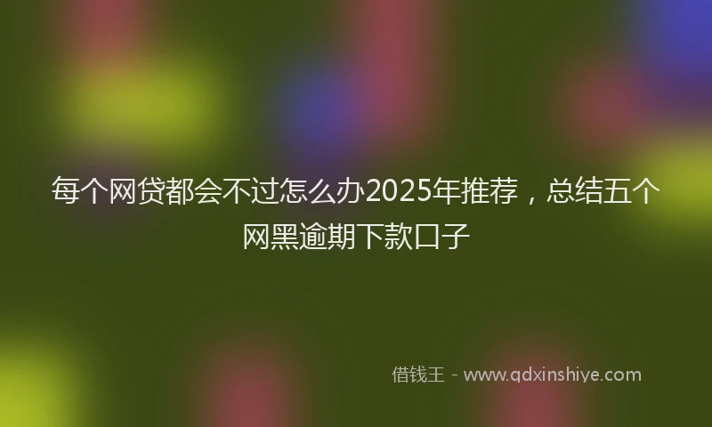 每个网贷都会不过怎么办2025年推荐，总结五个网黑逾期下款口子