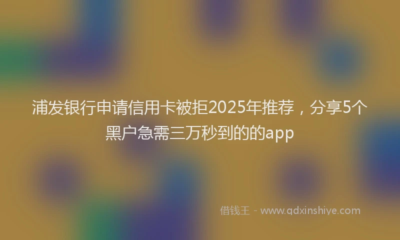 浦发银行申请信用卡被拒2025年推荐，分享5个黑户急需三万秒到的的app