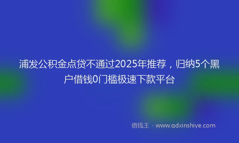 浦发公积金点贷不通过2025年推荐，归纳5个黑户借钱0门槛极速下款平台