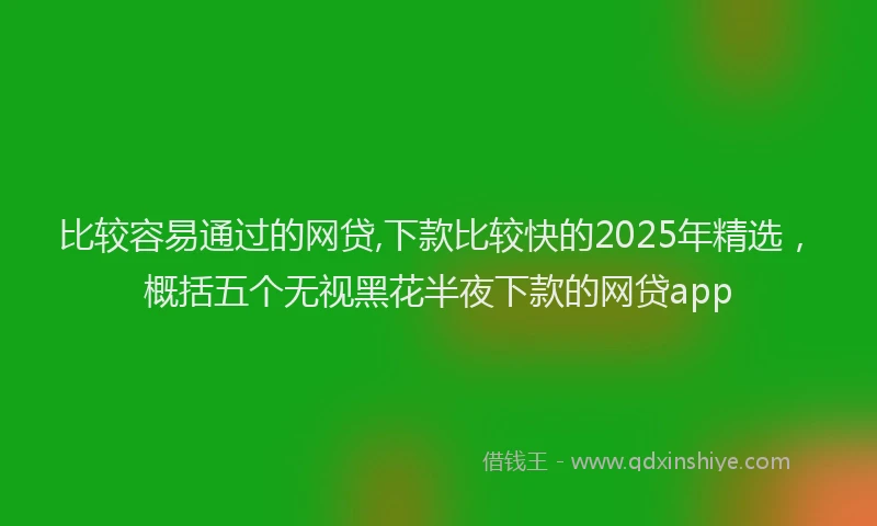 比较容易通过的网贷,下款比较快的2025年精选，概括五个无视黑花半夜下款的网贷app