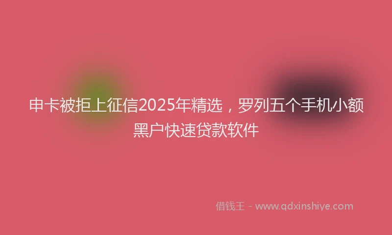 申卡被拒上征信2025年精选，罗列五个手机小额黑户快速贷款软件