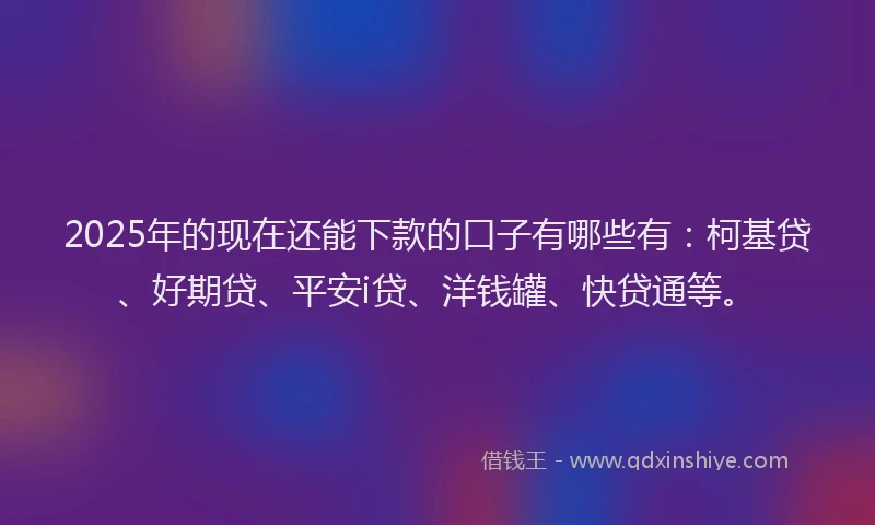 2025年的现在还能下款的口子有哪些有：柯基贷、好期贷、平安i贷、洋钱罐、快贷通等。
