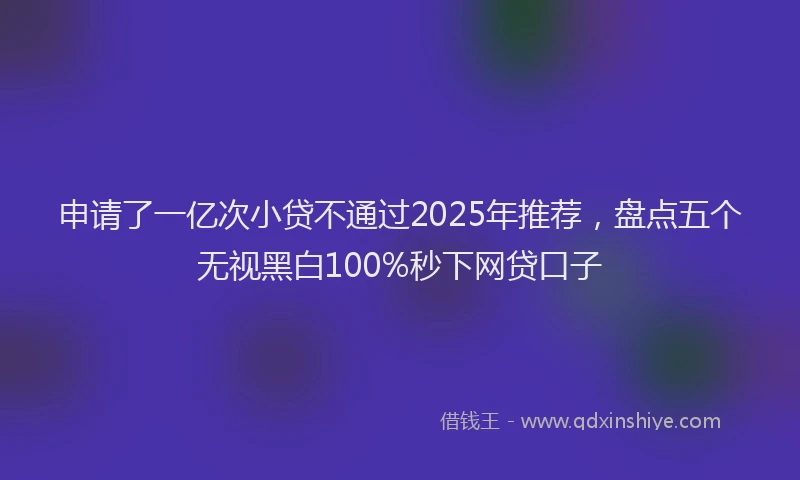 申请了一亿次小贷不通过2025年推荐，盘点五个无视黑白100%秒下网贷口子