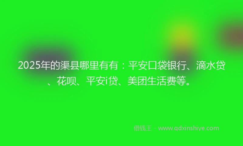 2025年的渠县哪里有有：平安口袋银行、滴水贷、花呗、平安i贷、美团生活费等。